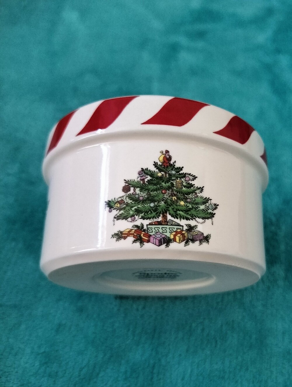 Vintage Spode Christmas Tree Peppermint Stripe Ramekin Dip Bowl Made in England